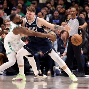 Luka Doncic and Jaylen Brown Exchanged An Touching Moment Following The Celtics' 2024 Championship Victory